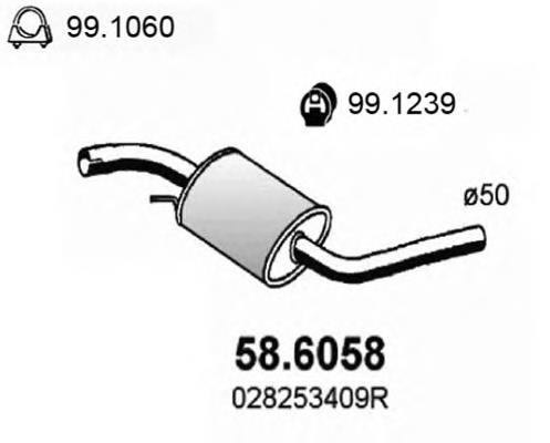 Silenciador, parte central VAG 028253409R preço, a partir de 78,59 USD