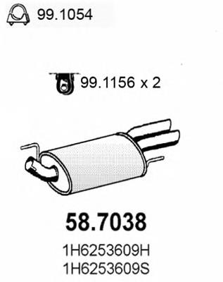 JZW253609A VAG Silenciador, parte traseira