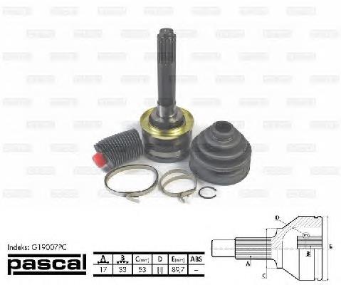 Junta homocinética externa dianteira Pascal G19007PC preço, a partir de 53,63 USD