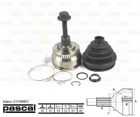 Junta homocinética externa dianteira Pascal G1W008PC preço, a partir de 49,09 USD