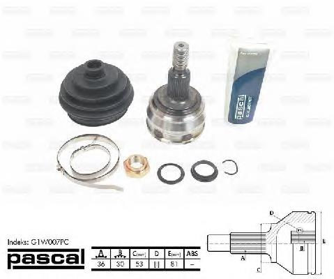 Junta homocinética externa dianteira Pascal G1W007PC preço, a partir de 44,41 USD