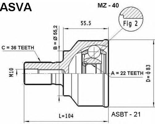 FR012550X Mazda Junta homocinética externa dianteira