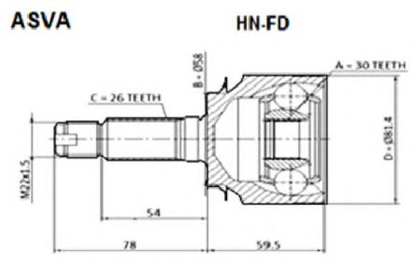 HO065 HDK Junta homocinética externa dianteira