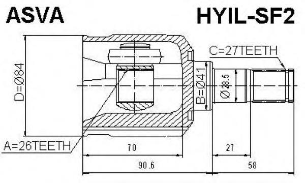 4950526E00 Hyundai/Kia Junta homocinética interna dianteira esquerda