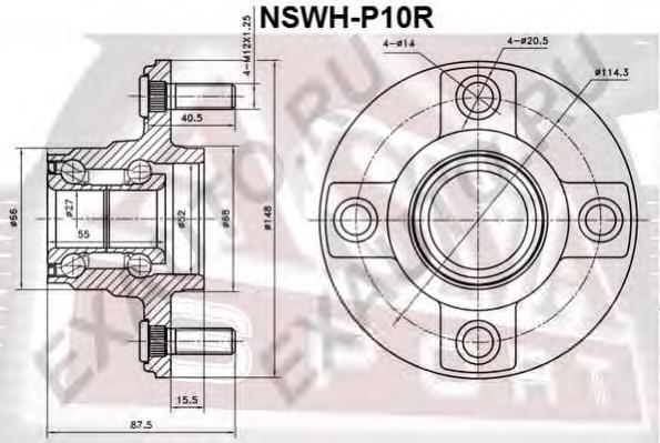 Cubo traseiro R16827 SNR