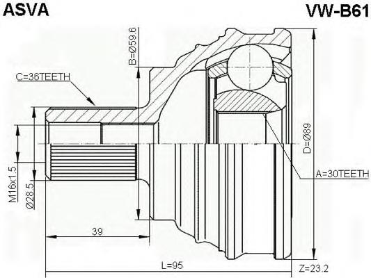 77AD1032 Talosa Junta homocinética externa dianteira