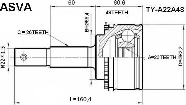 Junta homocinética externa dianteira 4347009500 Toyota