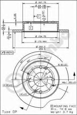 Compre 08580310 Brembo Disco do freio traseiro