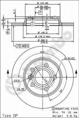 Compre 08728814 Brembo Disco do freio traseiro