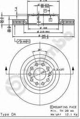 09794111 Brembo Disco do freio dianteiro