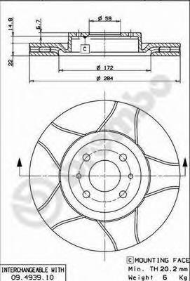09493975 Brembo Disco do freio dianteiro