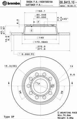 Compre 08B41311 Brembo Disco do freio traseiro