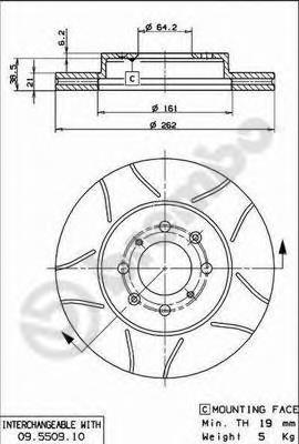 Disco do freio dianteiro 09550975 Brembo