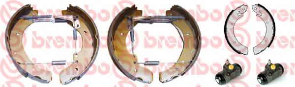 Sapatas do freio traseiras de tambor, montadas com cilindros, kit Renault (RVI) 8671017396