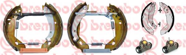 K61053 Brembo Sapatas do freio traseiras de tambor, montadas com cilindros, kit