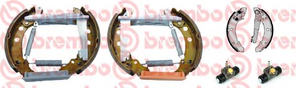 Sapatas do freio traseiras de tambor, montadas com cilindros, kit K85011 Brembo
