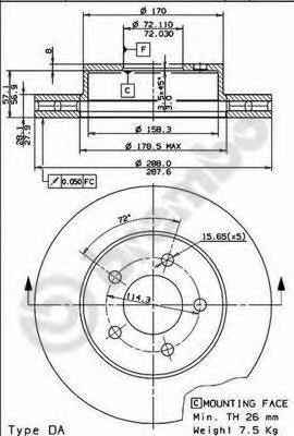 Disco do freio dianteiro DI991C Japan Parts