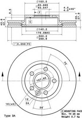 09A42711 Brembo Disco do freio dianteiro