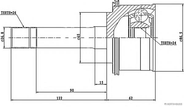 Junta homocinética interna dianteira 0K01222510 Hyundai/Kia