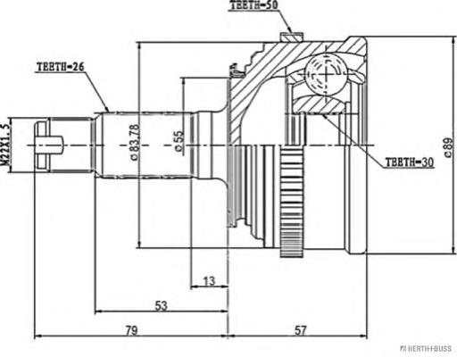 Junta homocinética externa dianteira 44014S01952 Honda