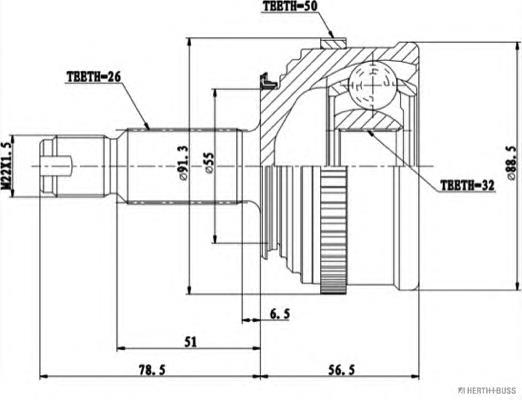 Junta homocinética externa dianteira Jakoparts J2824134 preço, a partir de 44,93 USD