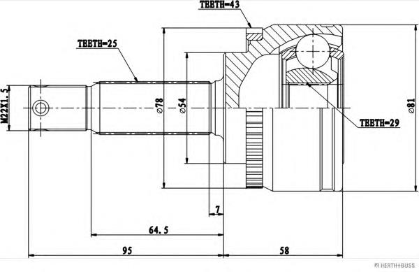 Junta homocinética externa dianteira Mitsubishi MR580553