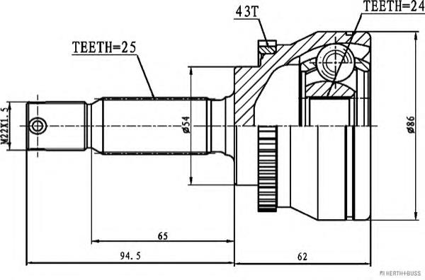 J2825131 Jakoparts Junta homocinética externa dianteira
