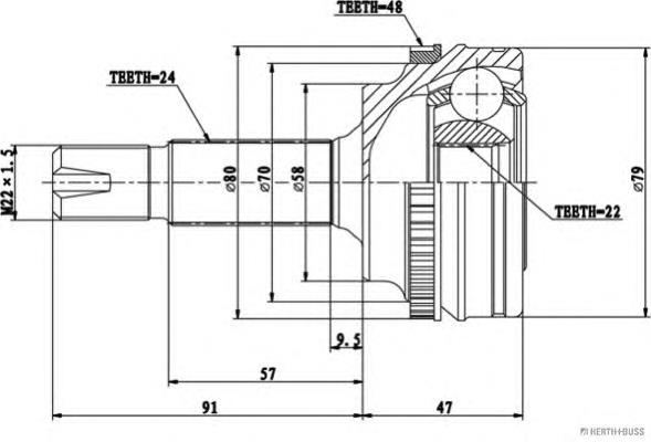 GI231 Japan Parts Junta homocinética externa dianteira