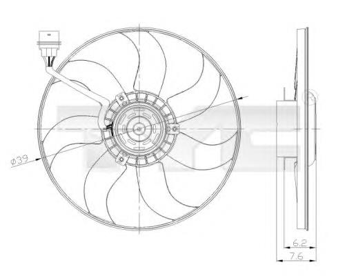 Ventilador elétrico de esfriamento montado (motor + roda de aletas) Dasis 048098N