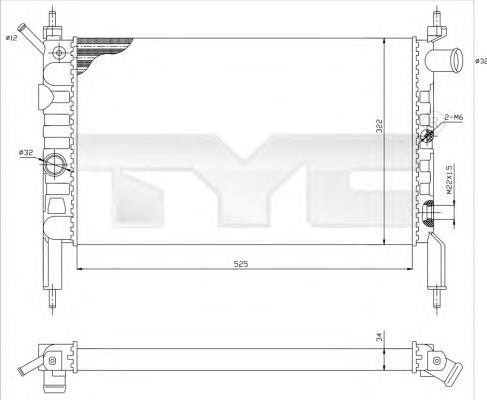 Radiador de esfriamento de motor 1300154 Opel