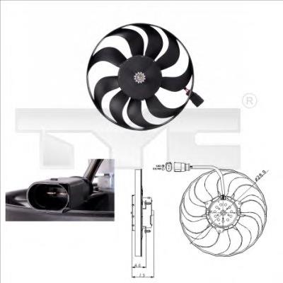 8020001 TYC Ventilador elétrico de esfriamento montado (motor + roda de aletas) direito