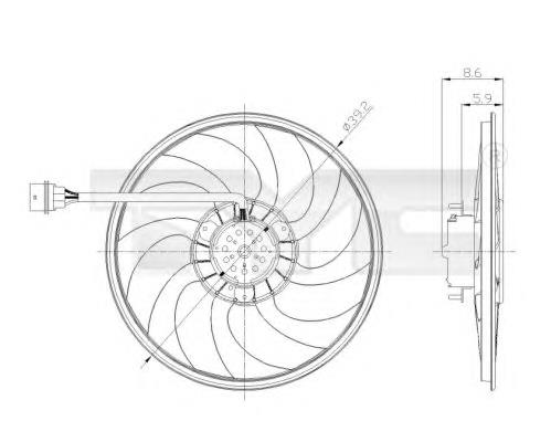 Ventilador elétrico de esfriamento montado (motor + roda de aletas) VAG 6Q0121206