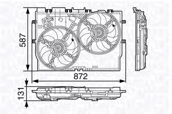 47866 NRF Difusor do radiador de esfriamento, montado com motor e roda de aletas
