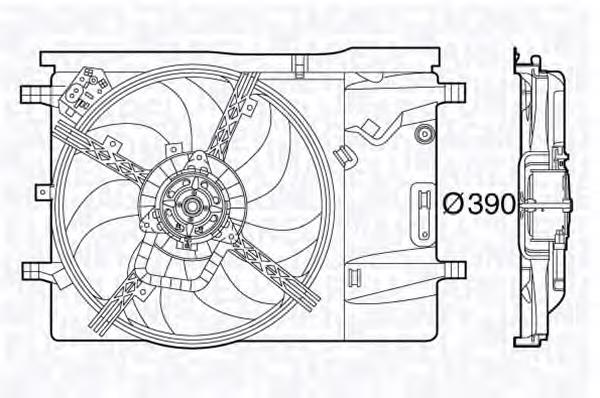 Difusor do radiador de esfriamento, montado com motor e roda de aletas NRF 47896