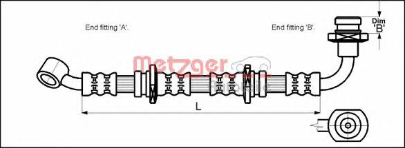 Mangueira do freio dianteira esquerda TF025 Japan Parts
