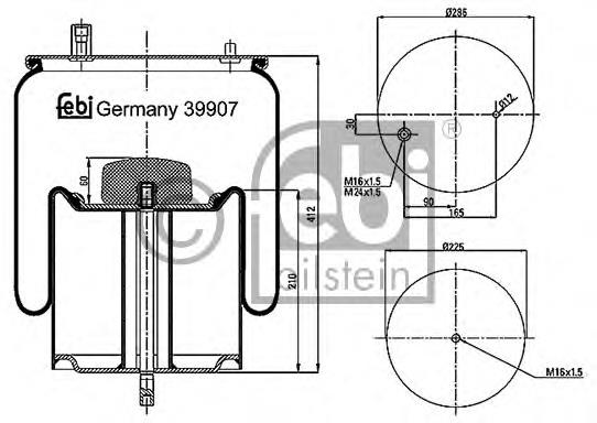 39907 Febi Coxim pneumático (suspensão de lâminas pneumática) do eixo traseiro