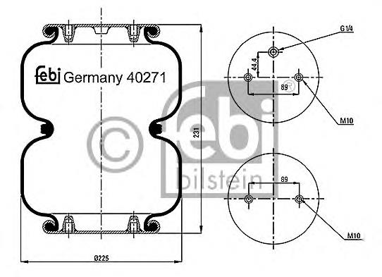 Coxim pneumático (suspensão de lâminas pneumática) do eixo Febi 40271 preço, a partir de 71,18 USD