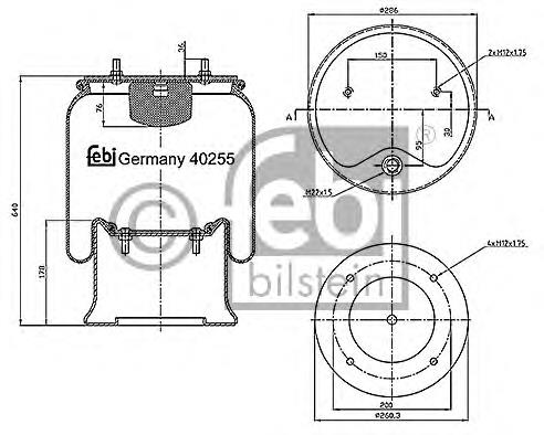 Coxim pneumático (suspensão de lâminas pneumática) do eixo Blacktech RML74031C