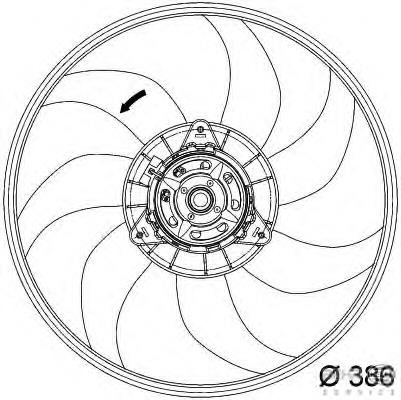 Difusor do radiador de esfriamento, montado com motor e roda de aletas Opel E5480