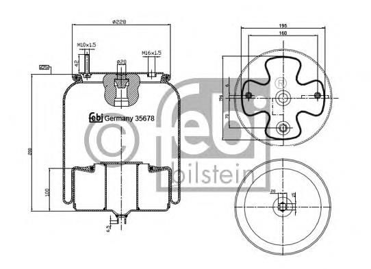 20554762 Volvo Coxim pneumático (suspensão de lâminas pneumática) do eixo dianteiro