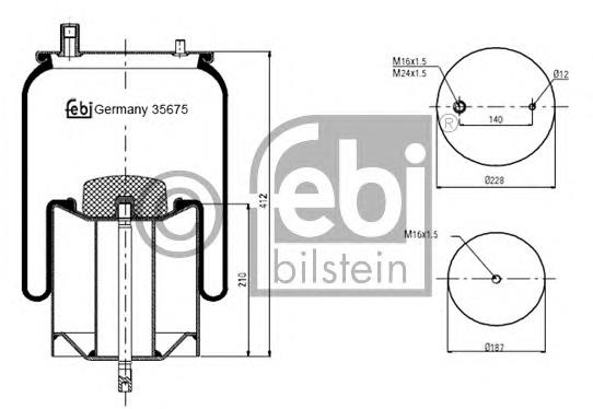 35675 Febi Coxim pneumático (suspensão de lâminas pneumática) do eixo