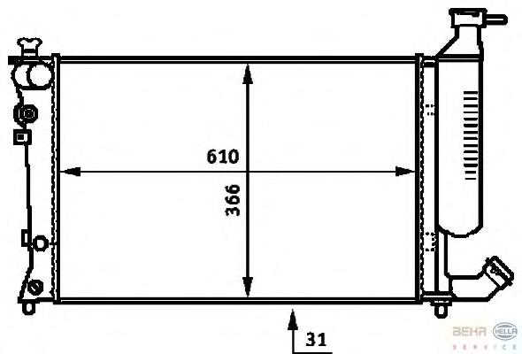 8MK376717501 HELLA Radiador de esfriamento de motor
