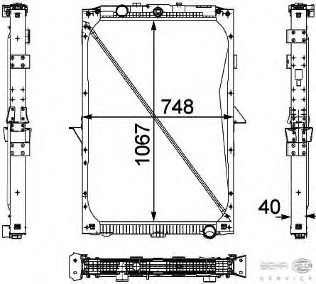 8MK376733711 HELLA Radiador de esfriamento de motor