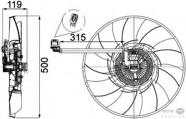 Ventilador elétrico de esfriamento montado (motor + roda de aletas) NRF 47867