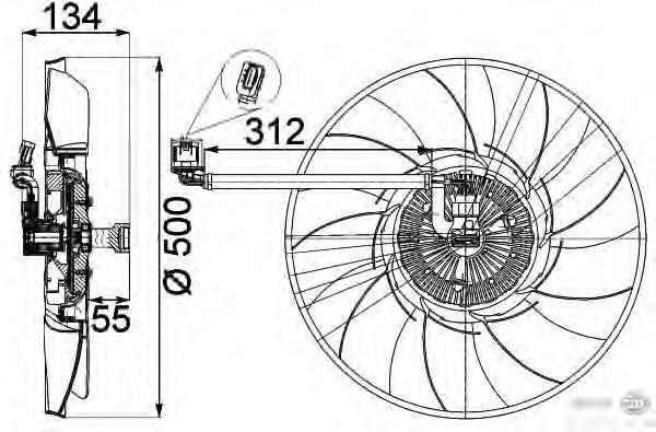 8MV376757301 HELLA Ventilador elétrico de esfriamento montado (motor + roda de aletas)