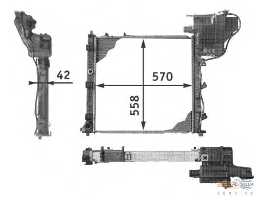 8MK376721651 HELLA Radiador de esfriamento de motor