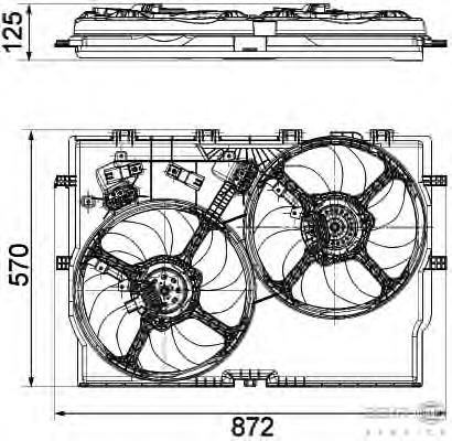 L4840 Fiat/Alfa/Lancia Ventilador elétrico de esfriamento montado (motor + roda de aletas)