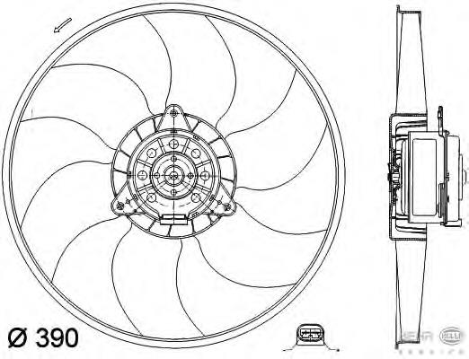 Ventilador elétrico de esfriamento montado (motor + roda de aletas) Renault Laguna I B56, 556