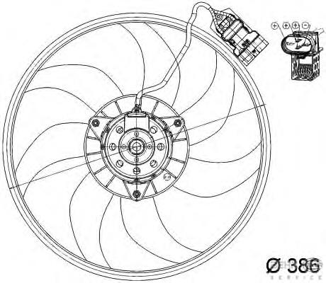 Ventilador elétrico de esfriamento montado (motor + roda de aletas) 850091 Nissens