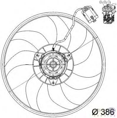 1341334 Opel Ventilador elétrico de esfriamento montado (motor + roda de aletas)